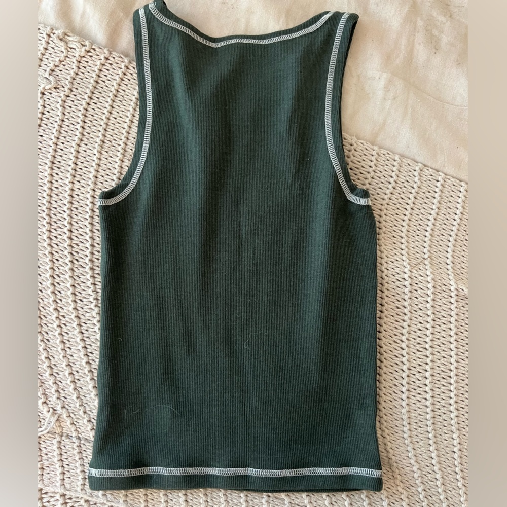 Adanola Contrast Stitch Tank in Dark Olive XS - Picture 6 of 6